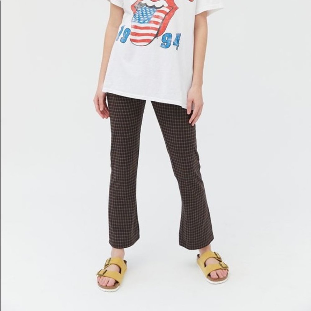 UO Cara High Waisted Kick Flare Pant Brown Multi